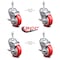 Service Caster 4 Inch Red Polyurethane Swivel 10mm Threaded Stem Caster Set with Brake SCC-TS20S414-PPUB-RED-TLB-M1015-4 - alternate 3